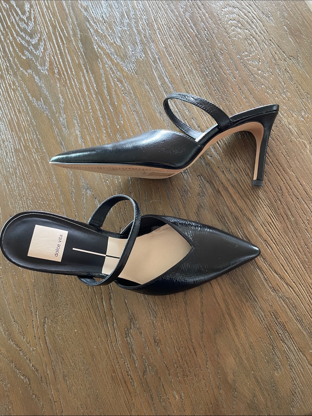 Dolce Vita Kanika heels, black crinkle patent leather, Size 8.5, Worn two times. - Picture 5 of 5
